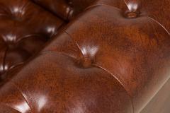 English Victorian Chesterfield Style Tufted Brown Leather Lounge Chairs - 4652419