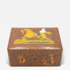 English Victorian Decoupaged Horse Jewelry Box - 4260613