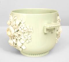 English Victorian Floral Celadon Porcelain Pot - 4519713