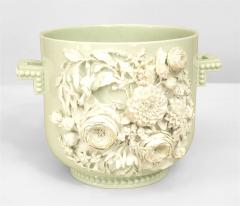 English Victorian Floral Celadon Porcelain Pot - 4519714