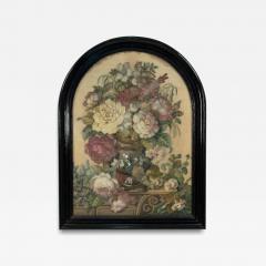 English Victorian Framed Floral Beaded Embroidery - 4263258