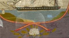 English Victorian Framed Memorial Ship Embroidery - 4517632