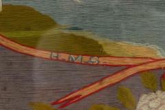 English Victorian Framed Memorial Ship Embroidery - 4517633
