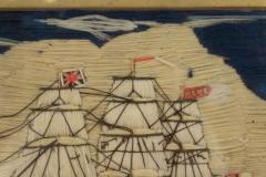 English Victorian Framed Ship Embroidery - 4517596