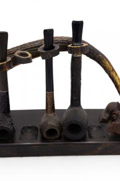 English Victorian Horn and Wood Pipe Rack - 4666207