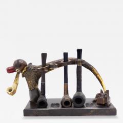 English Victorian Horn and Wood Pipe Rack - 4694740