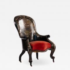 English Victorian Lacquered Berga Arm Chair - 1407929
