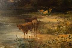 English Victorian Landscape of Cows by a Stream - 4516305