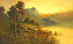 English Victorian Landscape of Lake and Mountains - 4539144
