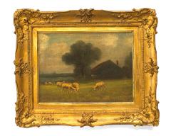 English Victorian Landscape of Sheep Near a House - 4516668