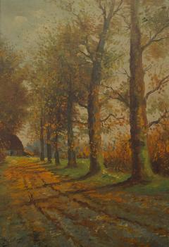 English Victorian Landscape of Tall Trees on a Road - 4516619