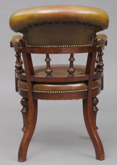 English Victorian Mahogany Leather Desk Chair Circa 1870 - 127570