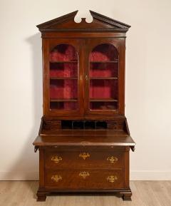 English Victorian Mahogany Secretary Desk with Bookcase circa 1860 - 2689931