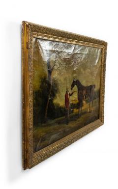 English Victorian Man and Horse Oil Painting - 4516347