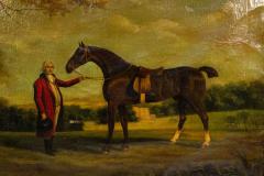 English Victorian Man and Horse Oil Painting - 4516348
