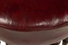 English Victorian Maroon Leather Bench - 4658344