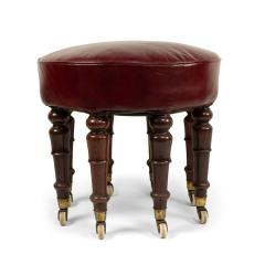 English Victorian Maroon Leather Bench - 4708795