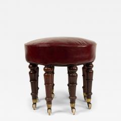 English Victorian Maroon Leather Bench - 4708796