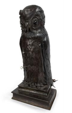 English Victorian Metal Owl Table Lamp - 4635795