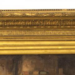English Victorian Oil Painting of Lady by Fireplace - 4516623