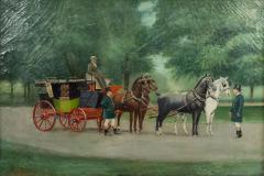 English Victorian Oil Painting of Stage Coach - 4654116
