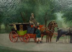 English Victorian Oil Painting of Stage Coach - 4654122