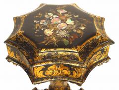 English Victorian Paper Mache Lacquered Sewing Table - 1438256