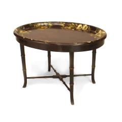 English Victorian Papier Mache Floral Coffee Table - 4708809