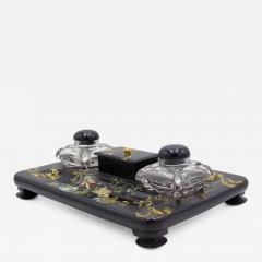 English Victorian Papier Mache Inkwell - 4325823
