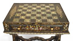 English Victorian Papier Mache Pearl Inlaid Black Lacquered Vanity - 1438363