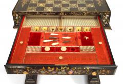 English Victorian Papier Mache Pearl Inlaid Black Lacquered Vanity - 4629963