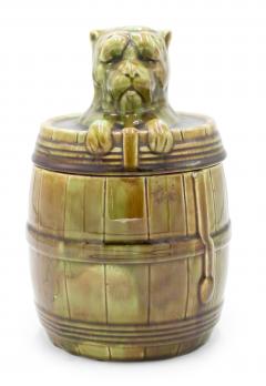 English Victorian Porcelain Barrel and Dog Box - 4201435