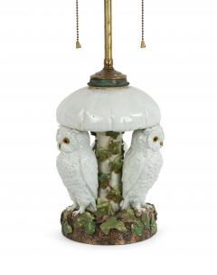 English Victorian Porcelain Owl Table Lamp - 1380881