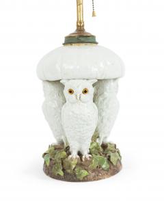 English Victorian Porcelain Owl Table Lamp - 1380884