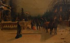 English Victorian Print of Winter Scene - 4517012