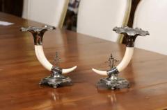 English Victorian Rodgers Sons 19th Century Game Animal Horns on Silver Mounts - 3485564