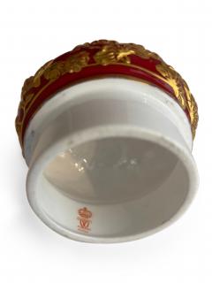 English Victorian Royal Crown Darby red porcelain spherical shaped cover urn - 4660836