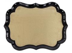 English Victorian Scalloped Gold Glass and Ebonized Wood Coffee Table - 1437432