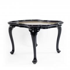 English Victorian Scalloped Gold Glass and Ebonized Wood Coffee Table - 1437435