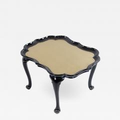 English Victorian Scalloped Gold Glass and Ebonized Wood Coffee Table - 1439516