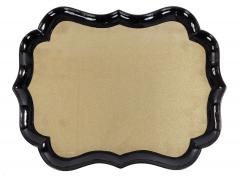 English Victorian Scalloped Gold Glass and Ebonized Wood Coffee Table - 4659035