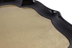 English Victorian Scalloped Gold Glass and Ebonized Wood Coffee Table - 4659036