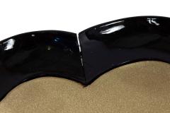 English Victorian Scalloped Gold Glass and Ebonized Wood Coffee Table - 4659037