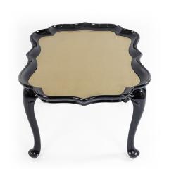 English Victorian Scalloped Gold Glass and Ebonized Wood Coffee Table - 4659040