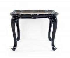 English Victorian Scalloped Gold Glass and Ebonized Wood Coffee Table - 4659041