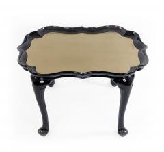 English Victorian Scalloped Gold Glass and Ebonized Wood Coffee Table - 4659042