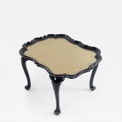English Victorian Scalloped Gold Glass and Ebonized Wood Coffee Table - 4717826