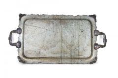 English Victorian Silver Plate Engraved Serving Tray with Patina - 4199904