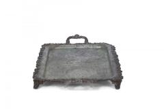 English Victorian Silver Plate Engraved Serving Tray with Patina - 4199907