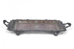 English Victorian Silver Plate and Patina Ornate Serving Tray - 4199997
